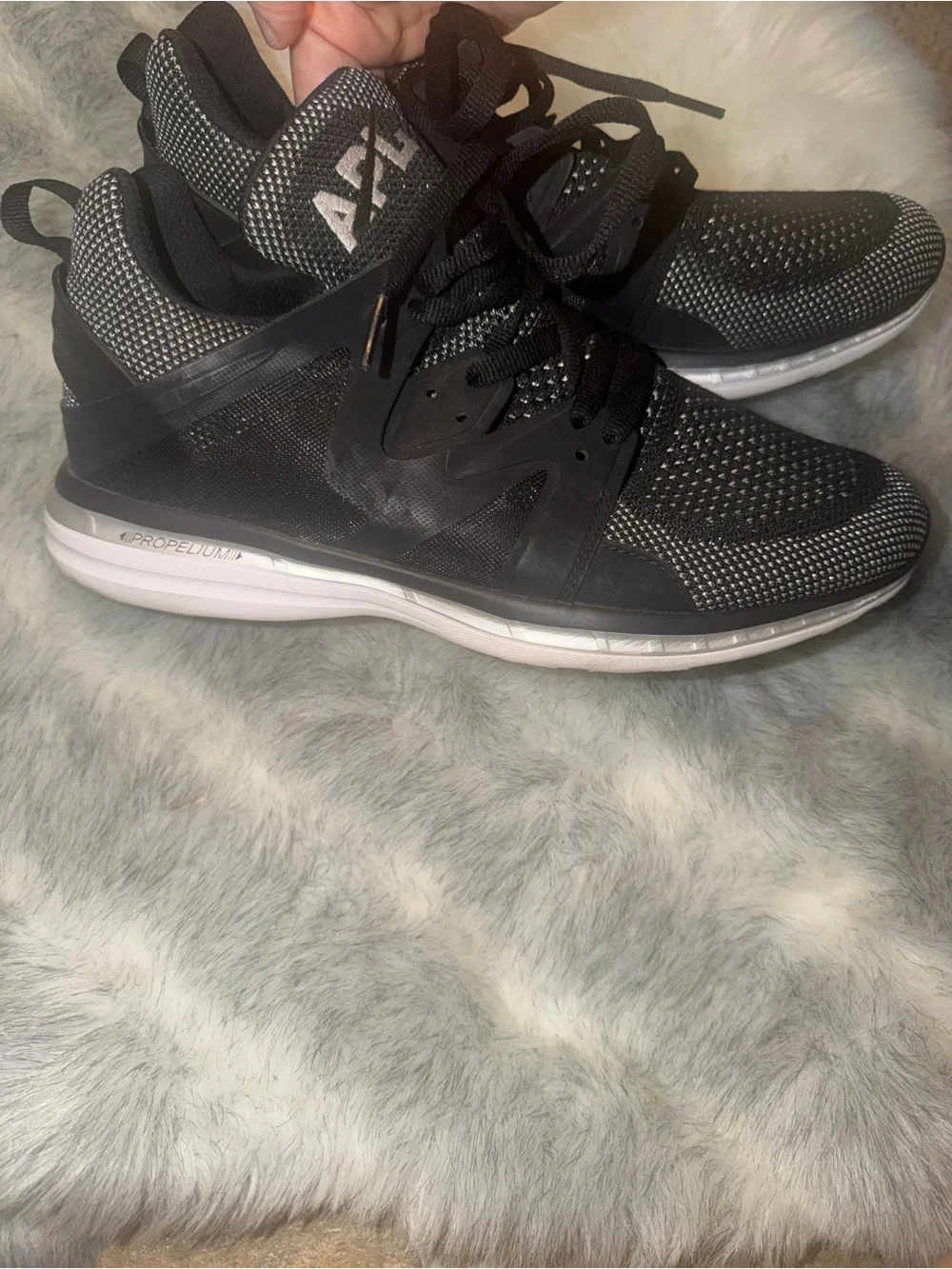 APL AscendW Black and White Knit Sneakers